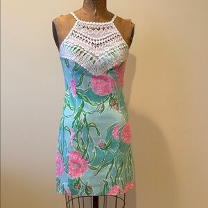 Lilly Pulitzer Aqua and Pink Floral Dress